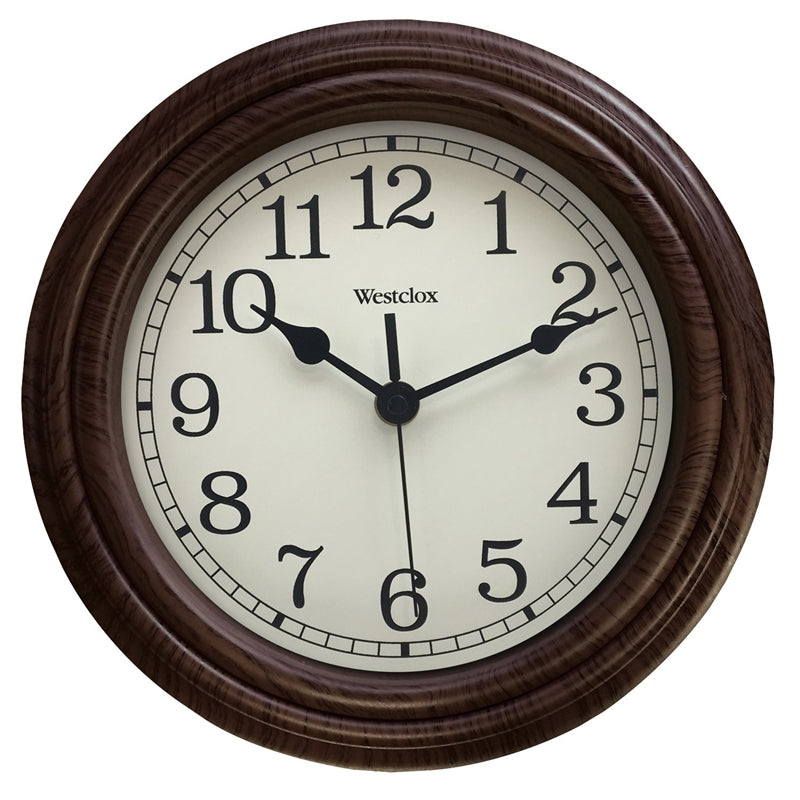 WESTCLOX Westclox Classic Series 33883P Clock, Round, Almond Frame, Wood Clock Face, Analog HOUSEWARES WESTCLOX   