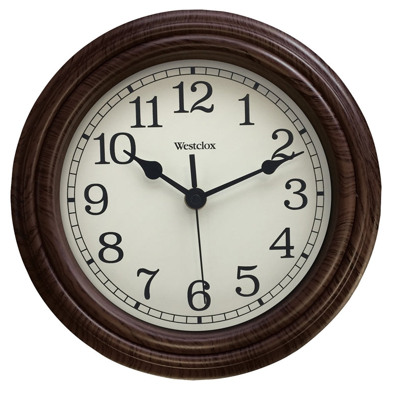 WESTCLOX Westclox Classic Series 33883P Clock, Round, Almond Frame, Wood Clock Face, Analog HOUSEWARES WESTCLOX