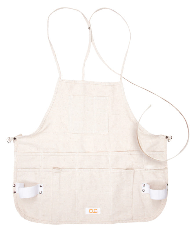 HULTAFORS CLC Tool Works Series C10 Bib Apron, 29 to 46 in Waist, Cotton, White, 12-Pocket TOOLS HULTAFORS