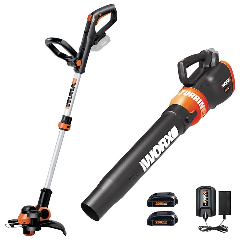 WORX Worx WG929 Trimmer and Turbine Blower Combo Kit, Battery Included, 20 V, Lithium-Ion OUTDOOR LIVING & POWER EQUIPMENT WORX