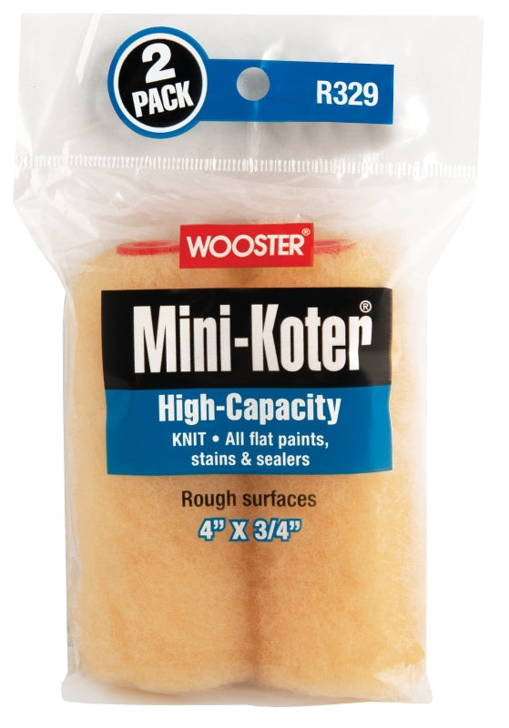 WOOSTER BRUSH Wooster R329-4 Mini Roller Cover, 3/4 in Thick Nap, 4 in L, Fabric Cover, 2/PK PAINT WOOSTER BRUSH   