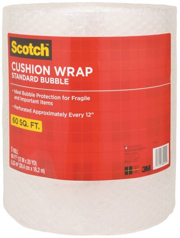 SCOTCH Scotch 7960 Cushion Wrap, 60 ft L, 12 in W, Nylon/Polyethylene, Clear PAINT SCOTCH   