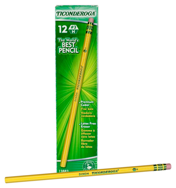 DIXON TICONDEROGA TICONDEROGA 13883 Pencil, Medium Hard Lead, Wood Barrel