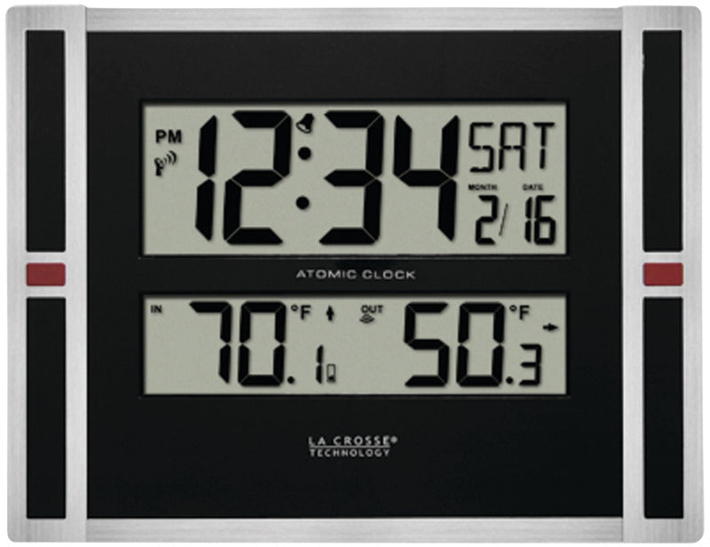 LA CROSSE TECHNOLOGY La Crosse 513-149 Clock, Square, Black Frame, Plastic Clock Face, Digital HOUSEWARES LA CROSSE TECHNOLOGY