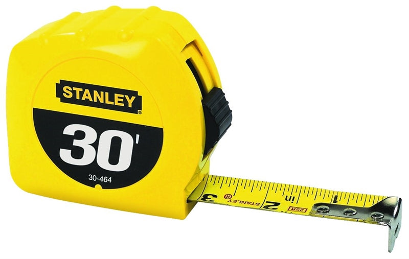 STANLEY Stanley 30-464 Measuring Tape, 30 ft L Blade, 1 in W Blade, Steel Blade, ABS Case, Yellow Case TOOLS STANLEY   