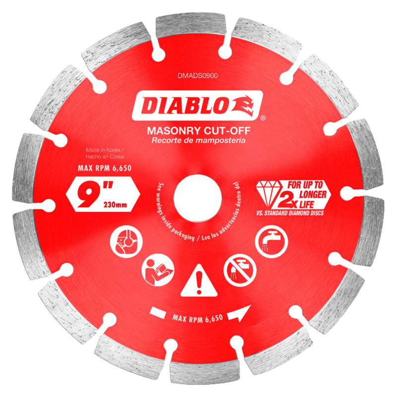 DIABLO Diablo DMADS0900 Series Saw Blade, Cut-Off Disc Blade, 9 in Dia, Segmented Rim, 1/PK TOOLS DIABLO