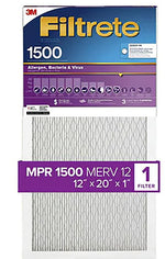 FILTRETE Filtrete 2019DC-4 Air Filter, 20 in L, 12 in W, 12 MERV, 1500 MPR, For: Air Conditioner, Furnace and HVAC System PLUMBING, HEATING & VENTILATION FILTRETE