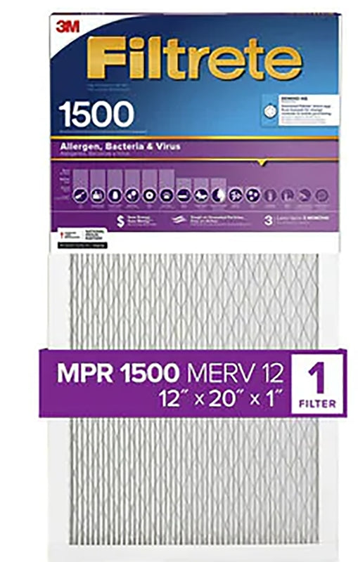 FILTRETE Filtrete 2019DC-4 Air Filter, 20 in L, 12 in W, 12 MERV, 1500 MPR, For: Air Conditioner, Furnace and HVAC System PLUMBING, HEATING & VENTILATION FILTRETE