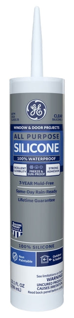 HENKEL CONSUMER ADHESIVES GE Silicone 1 2795576 All Purpose Sealant, Clear, 24 hr Curing, 10.1 fl-oz Cartridge PAINT HENKEL CONSUMER ADHESIVES