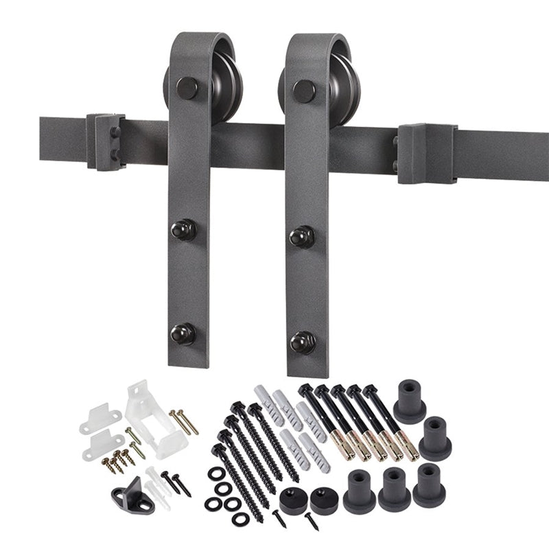 RENIN Renin BD102K-07800-MB Bent Strap Barn Door Hardware Kit, 78-3/4 in L Track, Steel, Matte, Wall, For: Barn Door HARDWARE & FARM SUPPLIES RENIN