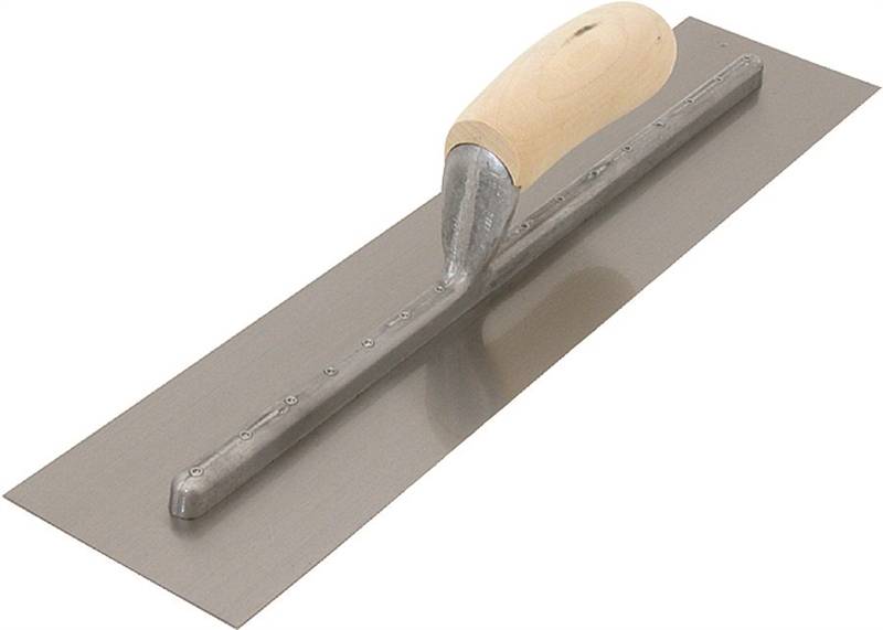 MARSHALLTOWN Marshalltown FT364 Finishing Trowel, 16 in L Blade, 4 in W Blade, Steel Blade, Curved Handle, Wood Handle