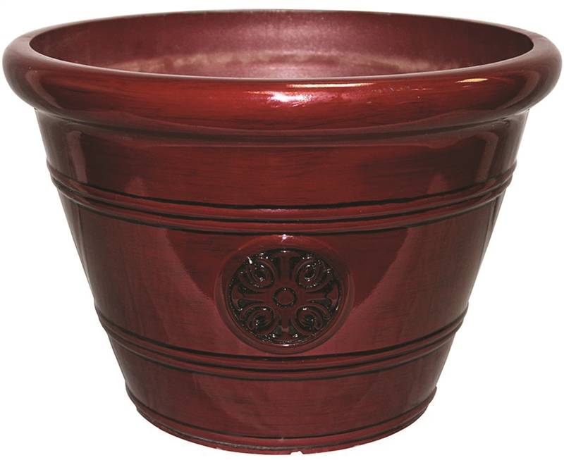 SOUTHERN PATIO Southern Patio HDP-012498 Planter, 10-1/2 in H, 15-1/4 in W, 15-1/4 in D, Vinyl, Oxblood LAWN & GARDEN SOUTHERN PATIO   