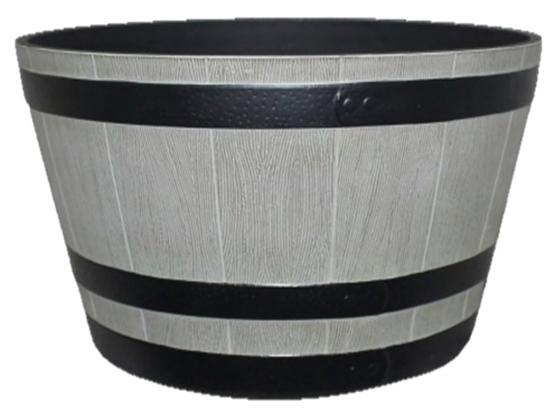 SOUTHERN PATIO Southern Patio HDR-055457 Whiskey Barrel Planter, 15-1/2 in Dia, 9.1 in H, 15.4 in W, 15.4 in D, HDR, Birchwood/Gray