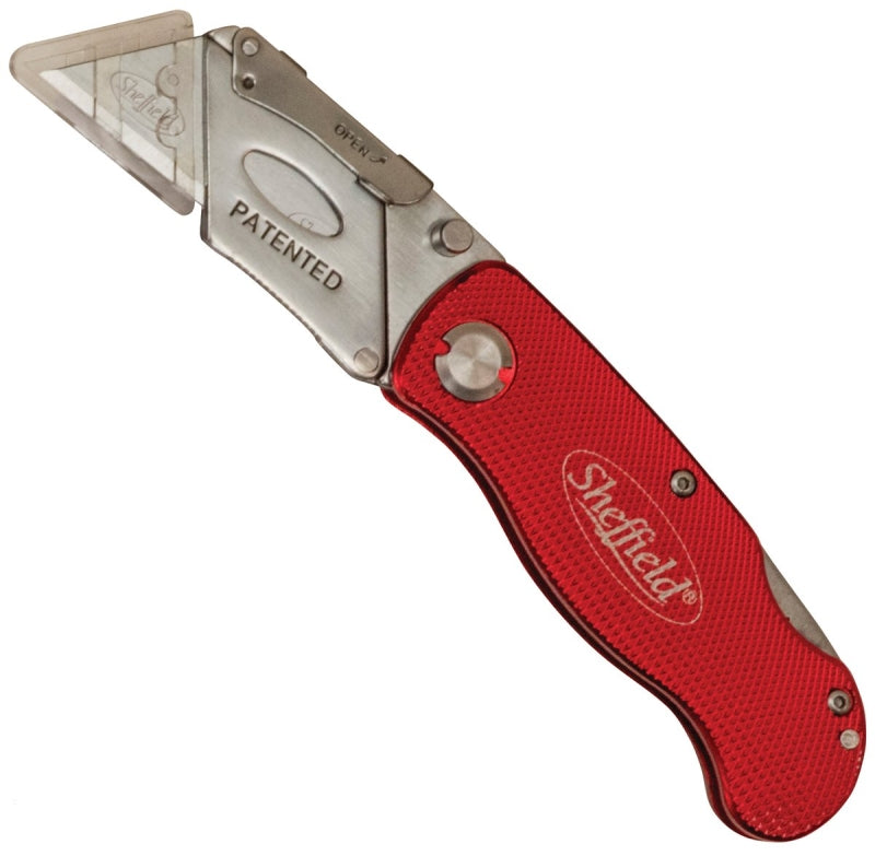 SHEFFIELD Sheffield 12614 Utility Knife, 2-1/2 in L Blade, Stainless Steel Blade, Straight Handle, Red Handle