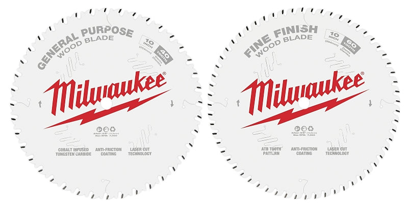 MILWAUKEE Milwaukee 48-40-1036 Circular Saw Blade, 10 in Dia, 5/8 in Arbor, 40, 60-Teeth, Carbide Cutting Edge TOOLS MILWAUKEE