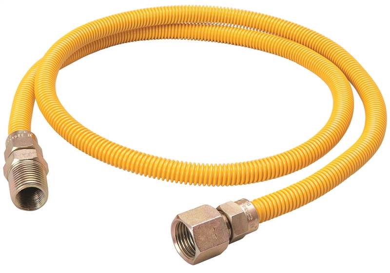 B & K INDUSTRIES B & K G014YE101136RP Gas Connector, 1/2 x 1/2 in, MIP x FIP, Stainless Steel, Yellow Epoxy-Coated, 36 in L APPLIANCES & ELECTRONICS B & K INDUSTRIES   