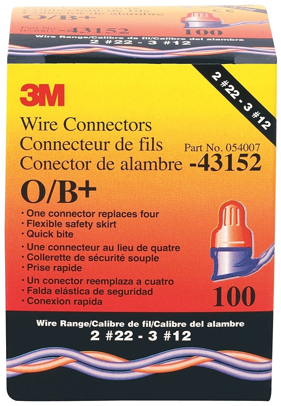 3M 3M Performance Plus O/B Wire Connector, 22 to 12 AWG Wire, Steel Contact, Blue/Orange ELECTRICAL 3M   