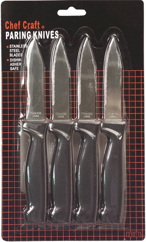 CHEF CRAFT Chef Craft 20980 Paring Knife Set, Stainless Steel Blade, White Handle HOUSEWARES CHEF CRAFT   