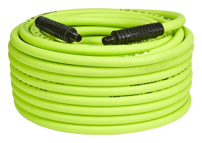 FLEXZILLA Flexzilla HFZ38100YW2 Premium Air Hose, 3/8 in ID, 100 ft L, MNPT, 300 psi Pressure, Polymer, Green TOOLS FLEXZILLA