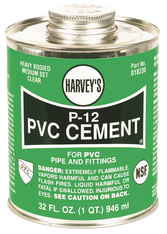 HARVEY Harvey P-12 Series 18230-12 Heavy-Bodied Medium Set Cement, 32 oz Can, Liquid, Clear PLUMBING, HEATING & VENTILATION HARVEY