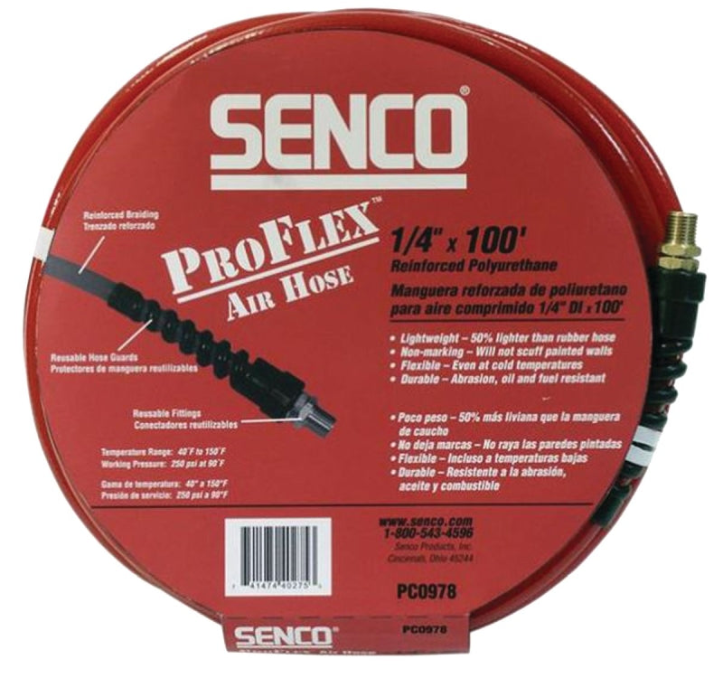 SENCO Senco PC0978 Air Hose, 1/4 in OD, 100 ft L, MPT, 250 psi Pressure, Polyurethane TOOLS SENCO