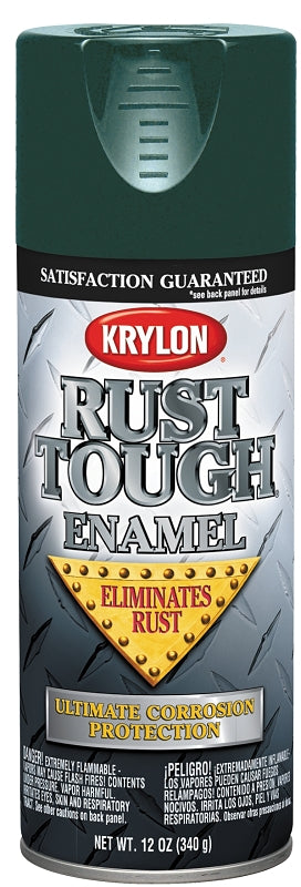 KRYLON Krylon Rust Tough K09223007 Rust Preventative Spray Paint, Gloss, Hunter Green, 12 oz, Can PAINT KRYLON   