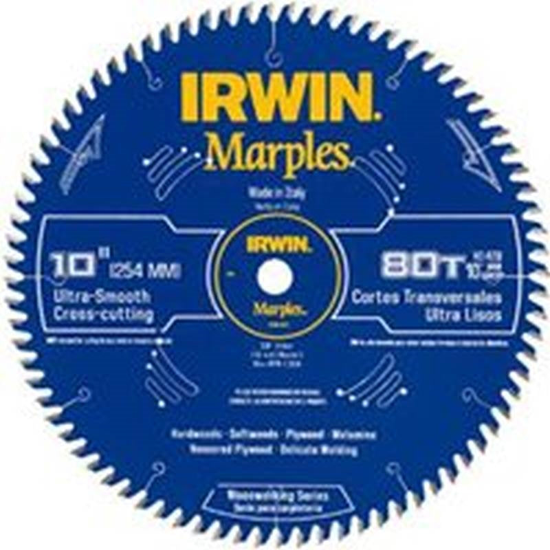 IRWIN Irwin 1807370 Circular Saw Blade, 10 in Dia, 5/8 in Arbor, 80-Teeth, Carbide Cutting Edge TOOLS IRWIN