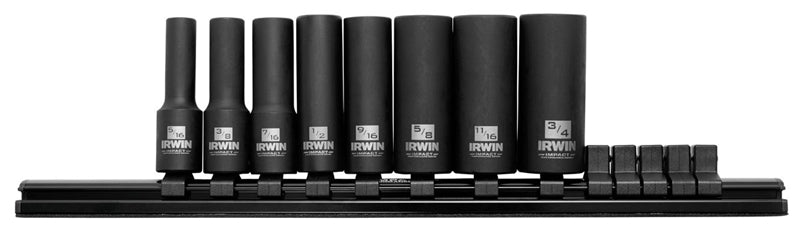 IRWIN Irwin 1877481 Impact Socket Rail Set, 3/8 in Drive, Square Drive, 6-Point, Molybdenum Steel, Black Oxide TOOLS IRWIN   