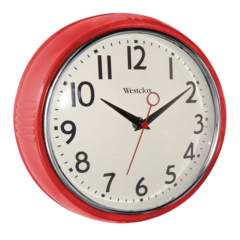 WESTCLOX Westclox Classic 1950 Series 32042R Clock, Round, Red Frame, Plastic Clock Face, Analog HOUSEWARES WESTCLOX