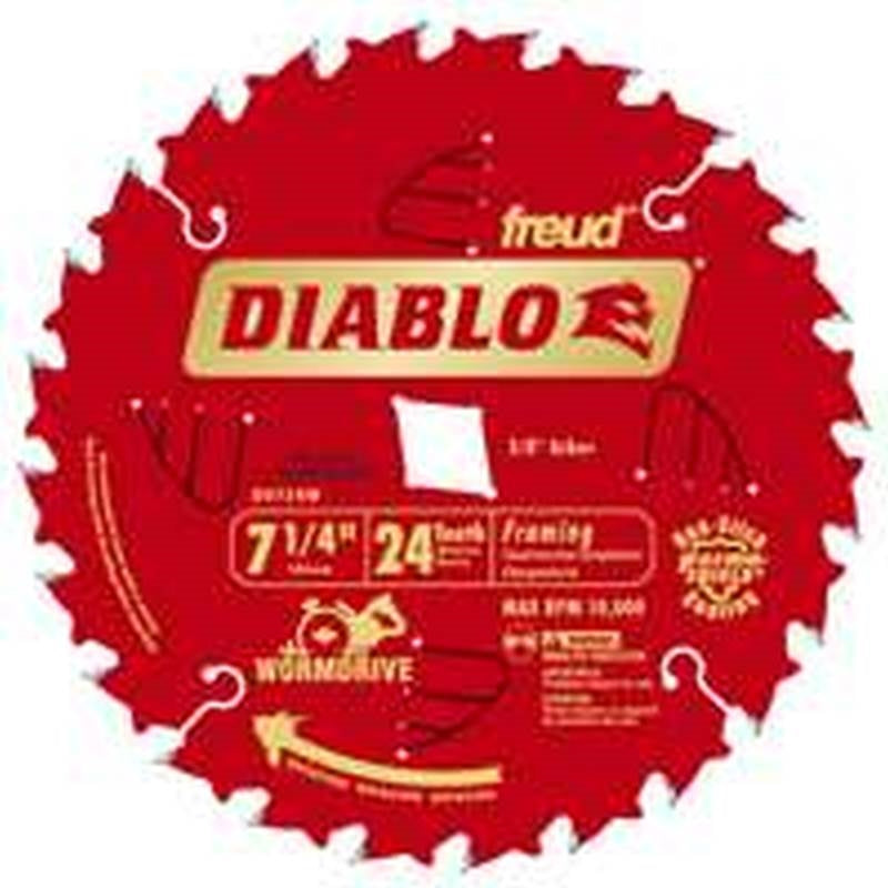 DIABLO Diablo D0724W Circular Saw Blade, 7-1/4 in Dia, 5/8 in Arbor, 24-Teeth, Carbide Cutting Edge TOOLS DIABLO   