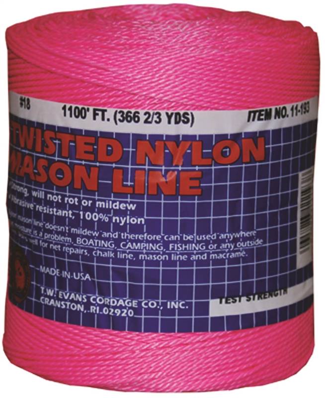 TW EVANS CORDAGE T.W. Evans Cordage 11-193 Mason Line, 1088 ft L Line, Pink Line HARDWARE & FARM SUPPLIES TW EVANS CORDAGE