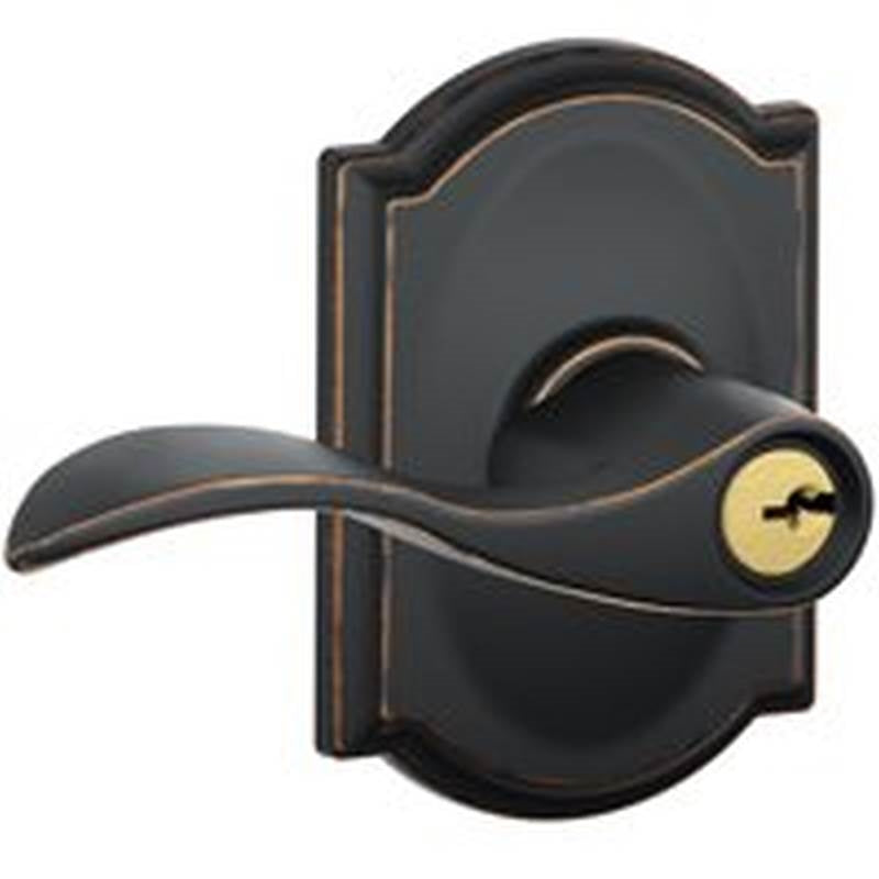 SCHLAGE LOCK Schlage Accent Series F51A VACC716CAM Entry Lever, Mechanical Lock, Aged Bronze, Metal, Residential, 2 Grade HARDWARE & FARM SUPPLIES SCHLAGE LOCK
