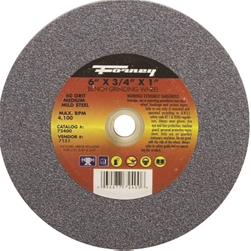 FORNEY Forney 72401 Bench Grinding Wheel, 6 in Dia, 1 in Arbor, 36 Grit, Medium, Aluminum Oxide Abrasive TOOLS FORNEY