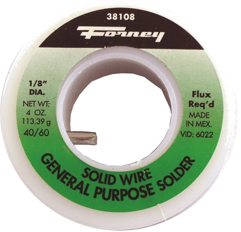 FORNEY Forney 38108 Solder, Silver/White, 4 oz, Solid, 460 deg F Melting Point
