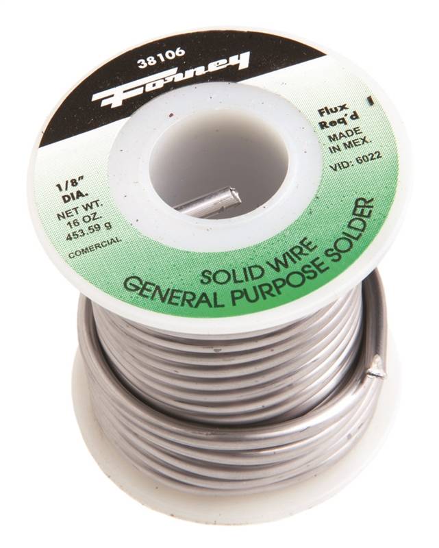 FORNEY Forney 38106 Solder, 16 oz, Solid, Silver/White, 575 deg F Melting Point