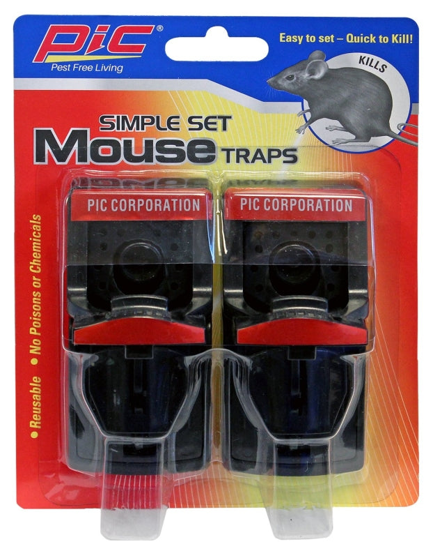 PIC Pic PMT-2 Mouse Trap, 6.9 in L, 5-1/4 in W, 2.4 in H LAWN & GARDEN PIC   