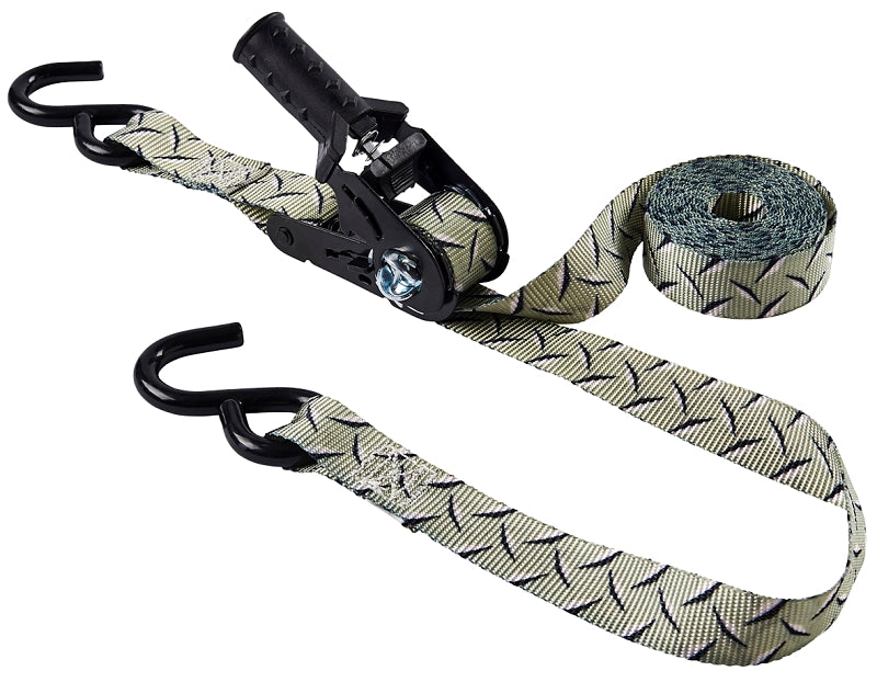 KEEPER Keeper 47383 Tie-Down Strap, 1 in W, 12 ft L, Gray, 500 lb Working Load, S-Hook End AUTOMOTIVE KEEPER