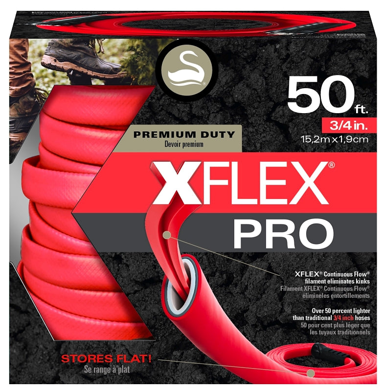COLORITE/SWAN Swan XFlex PRO Series CSNXFP34050 Garden Hose, 3/4 in, 50 ft L, Male x Female, Polyester, Red