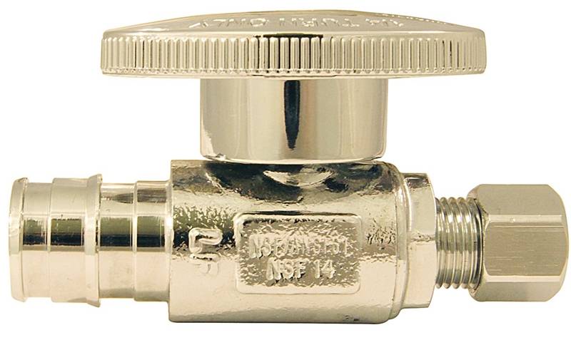 APOLLO Apollo EPXVS1214C Straight Stop Valve, 1/2 x 1/4 in Connection, PEX x Compression, 200 psi Pressure, Brass Body PLUMBING, HEATING & VENTILATION APOLLO