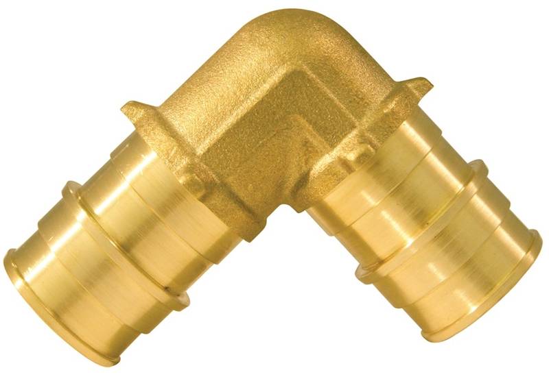 APOLLO Apollo ExpansionPEX Series EPXE1234 Reducing Pipe Elbow, 1/2 x 3/4 in, Barb, 90 deg Angle, Brass, 200 psi Pressure