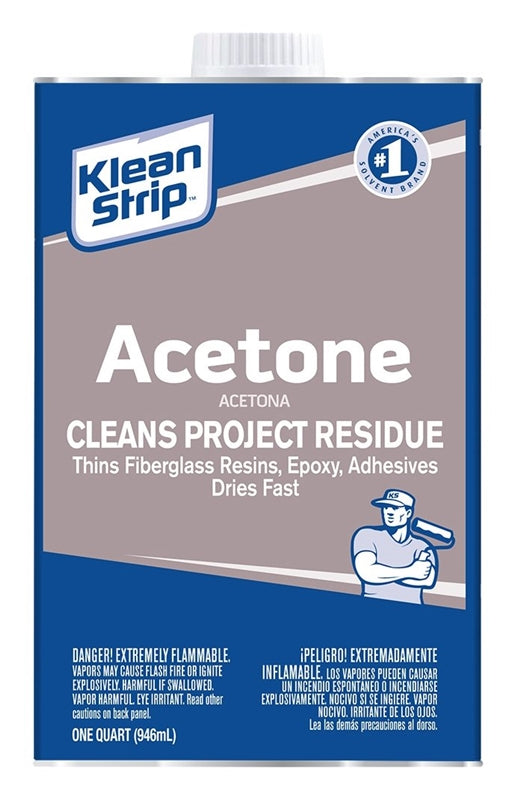 KLEAN STRIP Klean Strip QAC18 Acetone Thinner, Liquid, Characteristic Ketone, Sweet Pungent, Clear, 1 qt, Can PAINT KLEAN STRIP