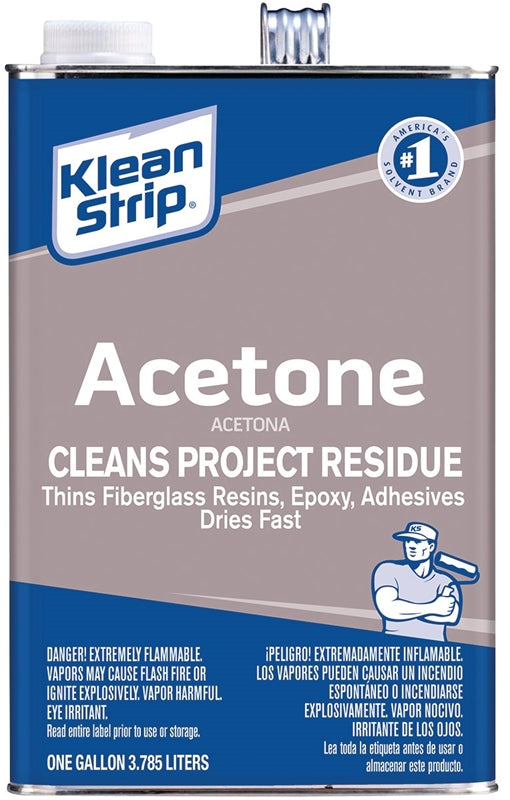 KLEAN STRIP Klean Strip GAC18 Acetone Thinner, Liquid, Characteristic Ketone, Sweet Pungent, Clear, 1 gal, Can PAINT KLEAN STRIP