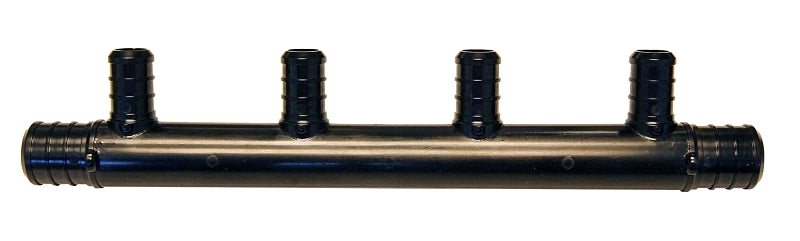 APOLLO Apollo PXPA4PTO Manifold, 7-3/8 in OAL, 3/4 in Inlet, 4-Outlet, 1/2 in Outlet, Plastic, Black PLUMBING, HEATING & VENTILATION APOLLO