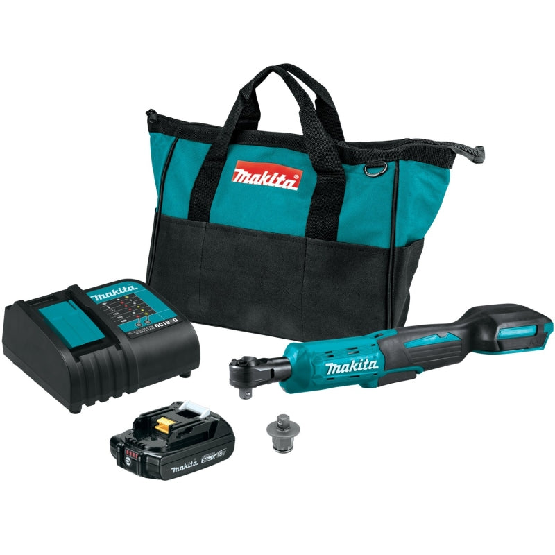 MAKITA Makita LXT XRW01SR1 Ratchet Kit, Battery Included, 18 V, 2 Ah, 3/8, 1/4 in Drive, Square Drive, 0 to 800 rpm Speed PAINT MAKITA