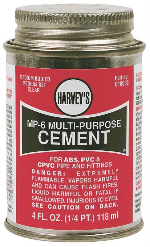 HARVEY Harvey MP-6 Series 18010-24 Multi-Purpose Cement, 8 oz Can, Liquid, Milky Clear