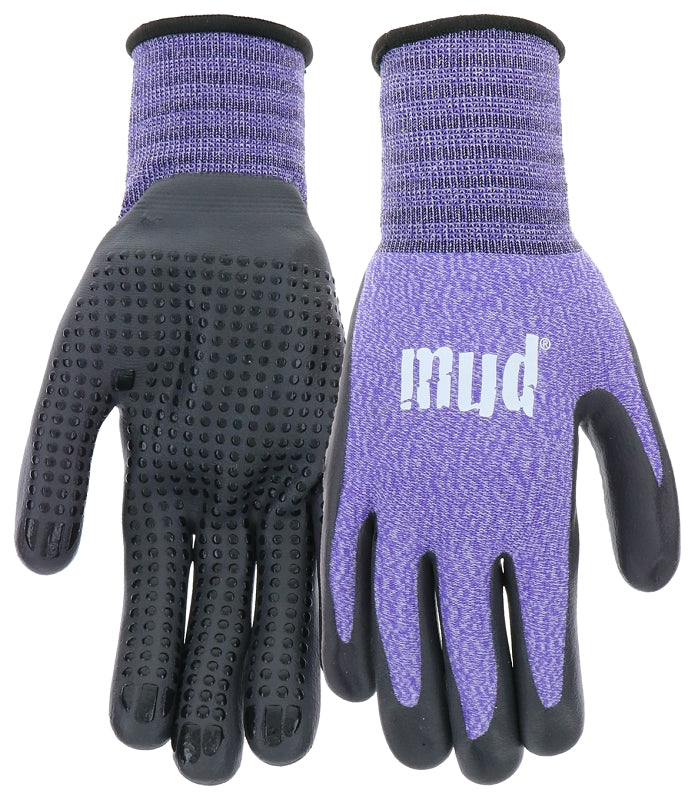 MUD Mud MD31011V-W-SM Coated Gloves, Women's, S/M, Knit Cuff, Nitrile Coating, Violet