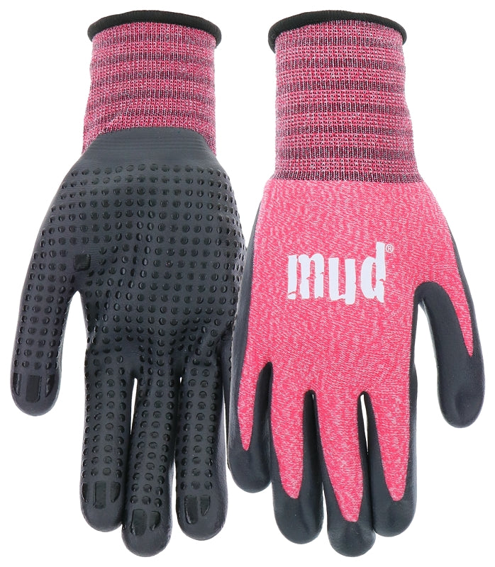 MUD Mud MD31011W-W-SM Coated Gloves, Women's, S/M, Nitrile Coating, Watermelon