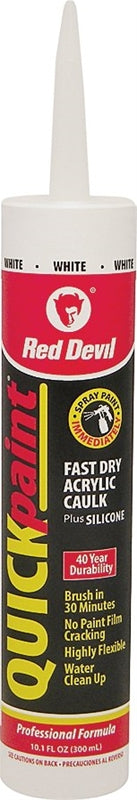 RED DEVIL Red Devil Quick Point 0946 Fast Dry Acrylic Caulk, White, 40 to 90 deg F, 10.1 fl-oz Cartridge PAINT RED DEVIL