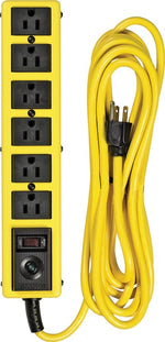 YELLOW JACKET CCI 5138N Surge Protector Power Strip, 125 V, 15 A, 6 -Outlet, 1050 J Energy, Black/Yellow