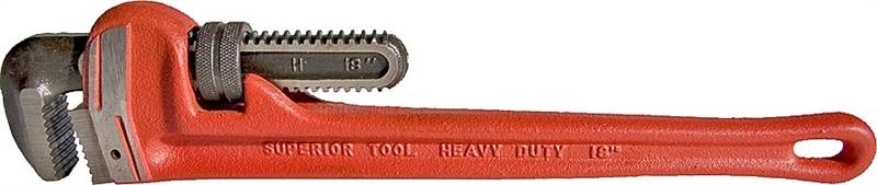 SUPERIOR TOOL Superior Tool PRO-LINE Series 02818 Pipe Wrench, 2-1/2 in Jaw, 18 in L, Straight Jaw, Iron, Epoxy-Coated TOOLS SUPERIOR TOOL   